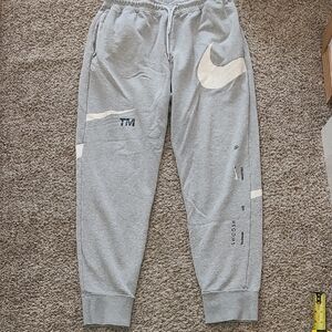 Nike Heather Gray Sweatpants with White Drawstring